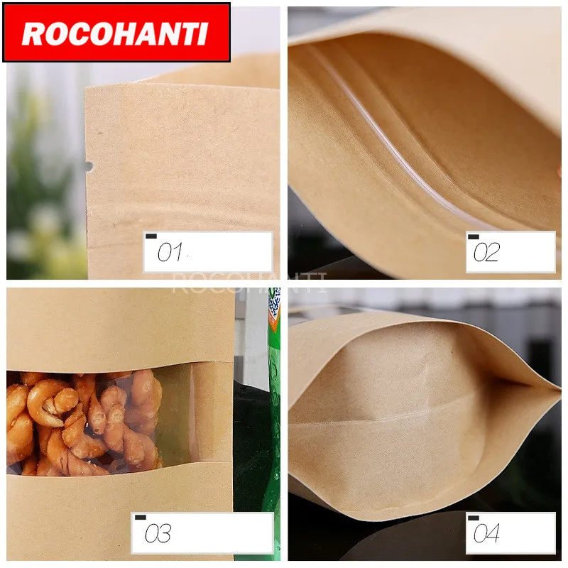 

100x Custom Resealable zipper kraft paper dog biscuits packaging bag with window/ self standing pouch for cat pet food packing