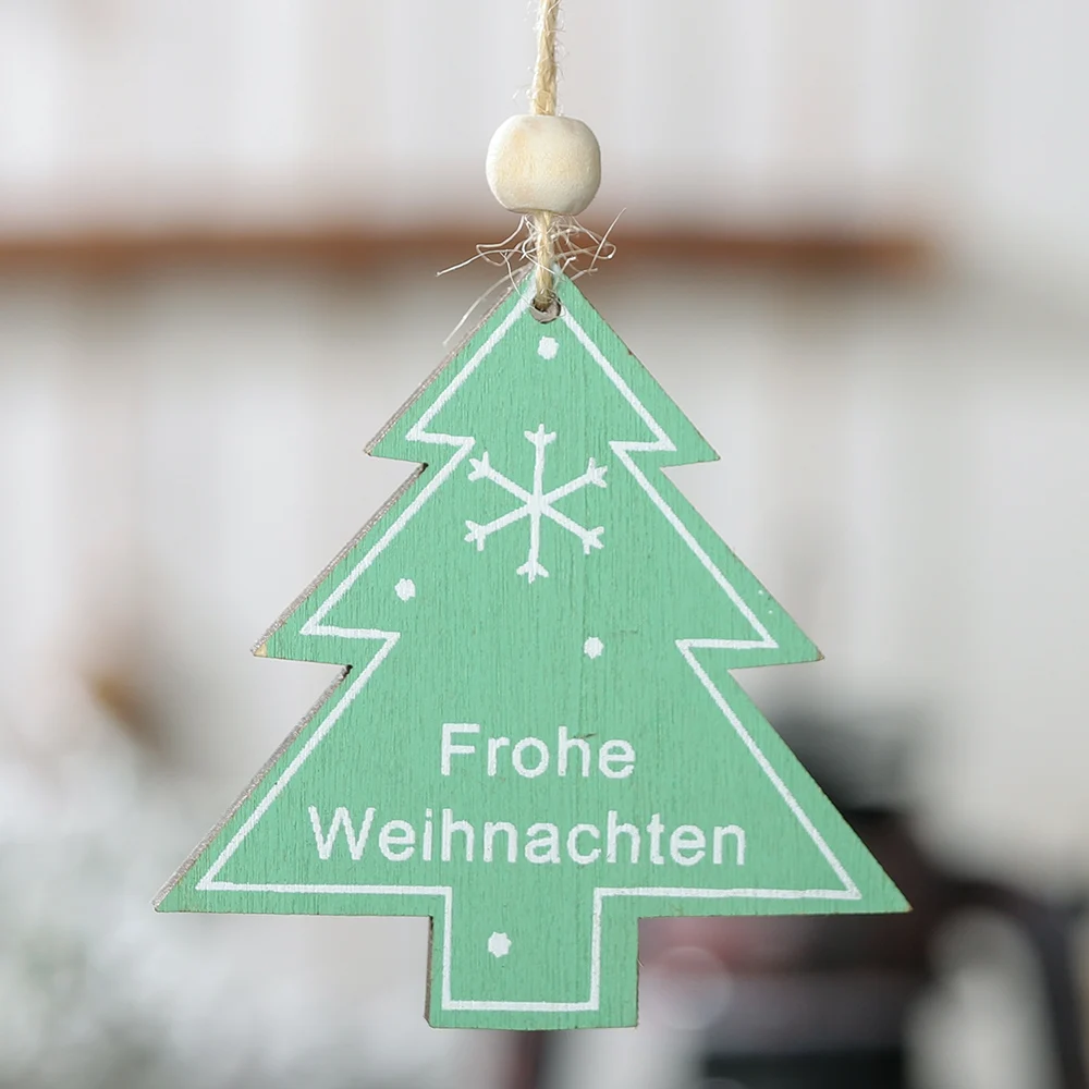 Christmas tree green 1 шт. милые деревянные елочные украшения в виде лося, подвесная Подвеска для изготовления, рождественские украшения в виде Санты для дома, год - Цвет: Christmas tree green