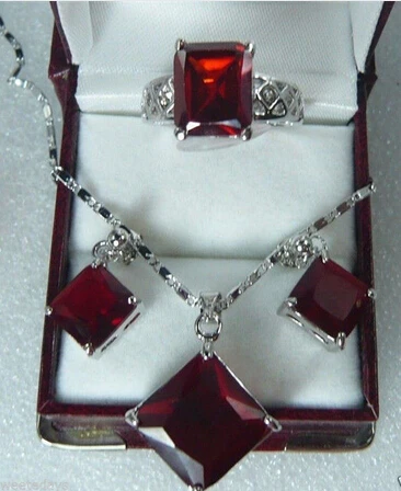 Бесплатная доставка Новый Синий Красный кристалл кулон ожерелье серьги кольцо