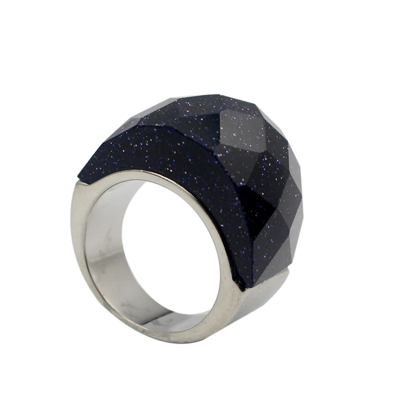 COUYA Fashion Big Rings for Women 5 Colors Red Green Orange Black Crystal Finger Ring Big Glass Stone Wedding Rings Jewelry - Цвет основного камня: shiny black