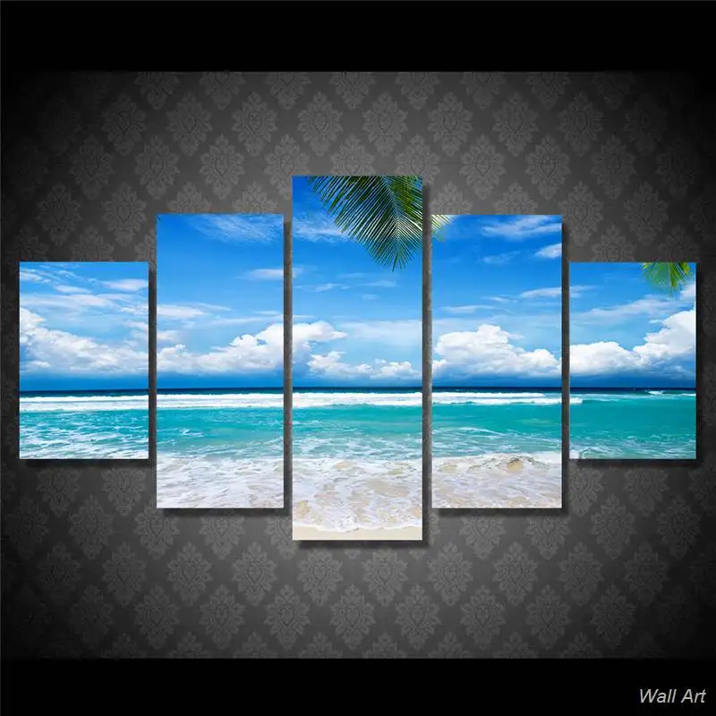 Картина на холсте с изображением летнего пляжа берега Hd печать декор комнаты