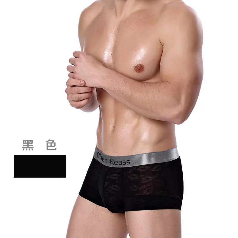Сексуальное нижнее белье для мужчин s нейлон Ice Boxer Man тонкие шелковые трусы