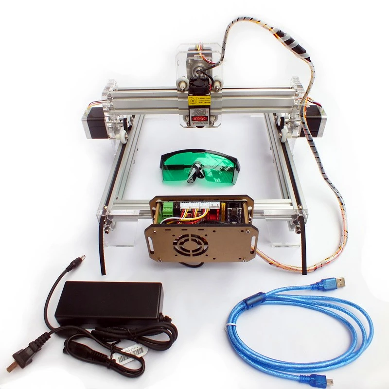 500mw DIY desktop laser engraving machine, laser engraver cutting marking machine DIY Mini plotter working area 21*25cm for toy
