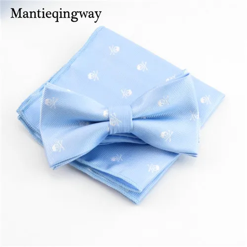 MYBZZ044LB Mantieqingway, деловой, 23*23 см, мужской платок, полиэстер, галстук-бабочка, набор, Череп, карманный, квадратный, Corbatas, Hombre, Pajarita, свадебный - Цвет: MYBZZ044LB