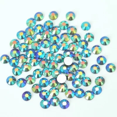 Color AB Glue on Glitter Flatback Glass Crystal Non Hot fix rhinestone For Gymnastics Clothes Shoes 3D Nail Art Decoration
