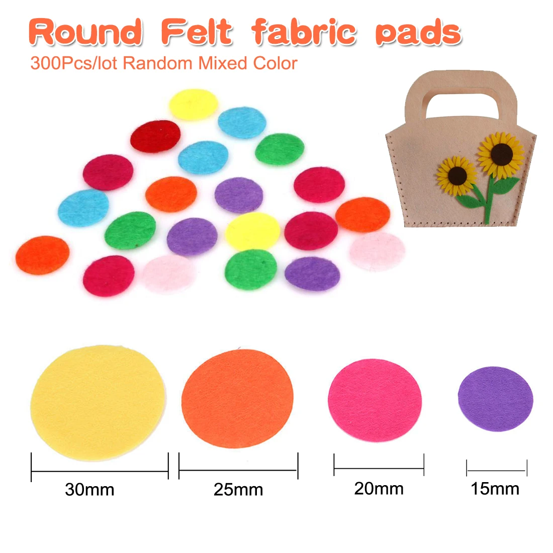 300 шт./лот круглые войлочные прокладки тканевые цветочные аксессуары 15 30 мм