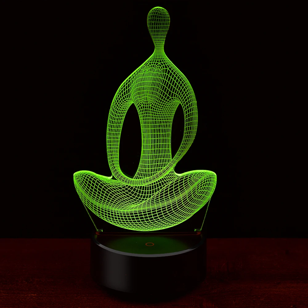 Медитация Йога акрил 7 цветов 3D LED Иллюзия Ночник светильник для спальни лампы