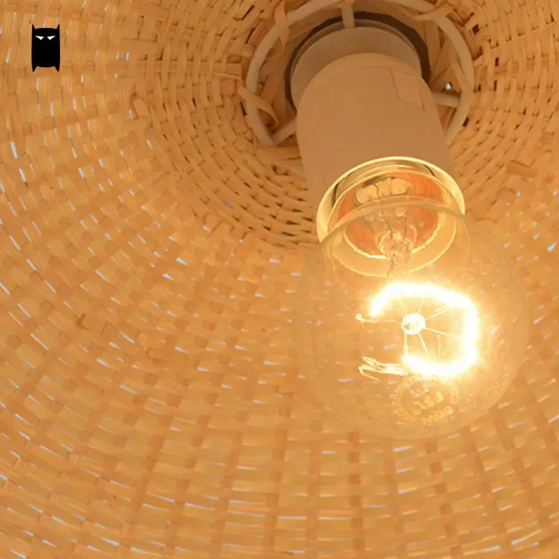 Бамбуковая плетеная Подвесная лампа из ротанга с тенью Азиатский японский