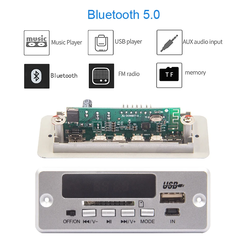 Bluetooth 5 0 MP3 плеер декодер доска в 12 В USB TF карта fm радио 3 мм Aux декодирование