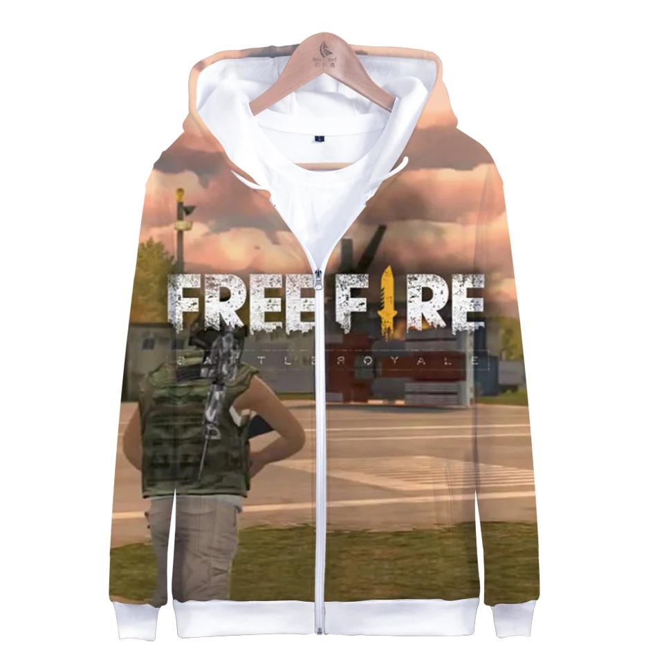 Популярные игры Free Fire 2018 толстовки на молнии с 3D принтом для женщин/мужчин