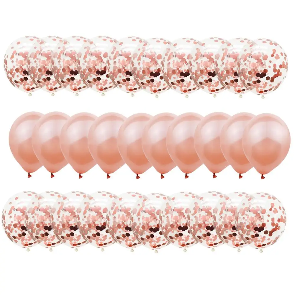 Набор из 20 штук шаров розового золота с конфетти для декорации на день рождения, годовщину свадьбы или подарка гостям.