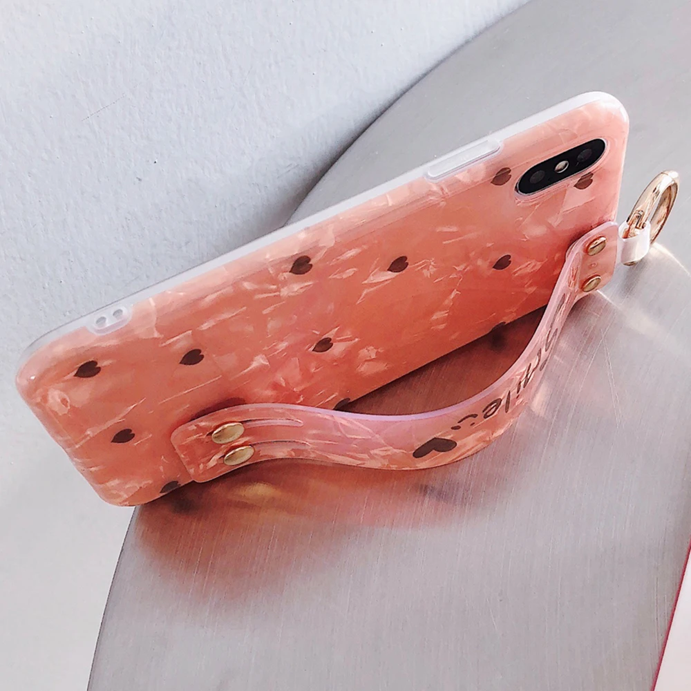 L-FADNUT браслет-держатель чехол для iPhone Xr X Xs Max 7 8 6 S Plus резиновый Loveheart с рисунком