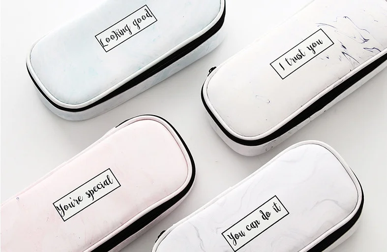 

Simple stone color Pencil Case Large Capacity pu leather Pencil Bag For Kids Children School Supplie Stationery