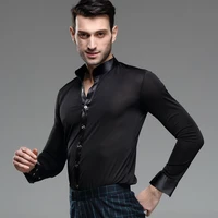 mens dance shirt long sleeved shirt male adult modern dance suit fashion latin dance costume rumba samba dance clothes b 4230