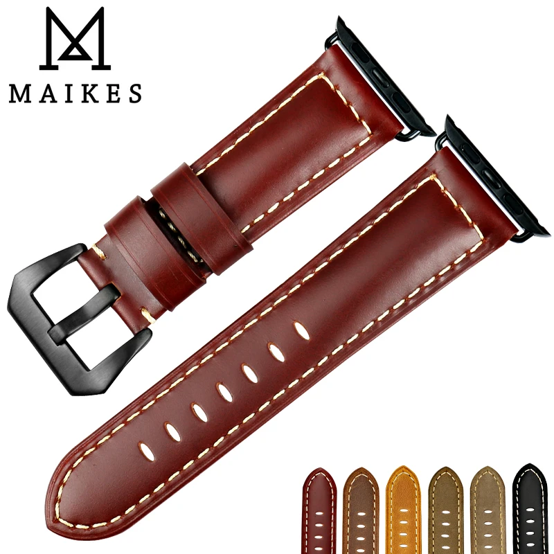 MAIKES Genuine Leather Watchband For Apple Watch Strap 42mm 38mm iWatch & Apple Watch Band 44mm 40mmSeries 1 / 2 / 3 / 4
