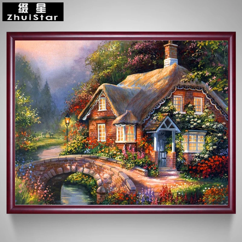 

New 5D DIY Diamond Painting Flower House Embroidery Full Square Diamond Cross Stitch Rhinestone Mosaic Painting Home Decor Gift