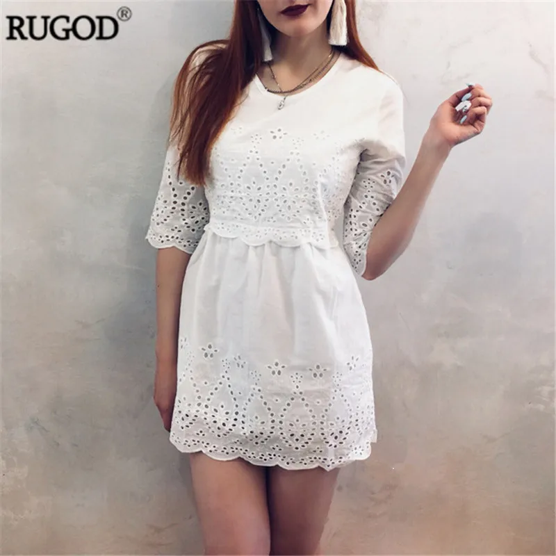 Женское ажурное платье на шнуровке RUGOD 2020 летнее Элегантное повседневное