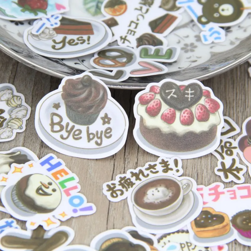 

40pcs Self-adhesive Beautiful Waterproof Chocolate Cake Scrapbooking Stickers DIY Craft Sticker