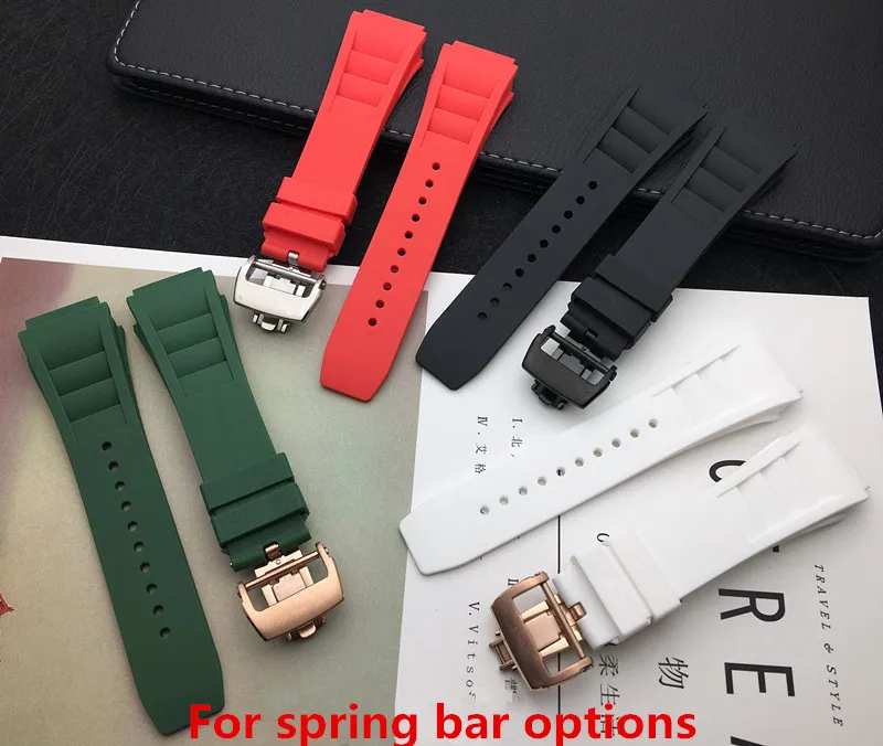 Ремешок силиконовый мягкий для часов черный красный белый зеленый браслет с