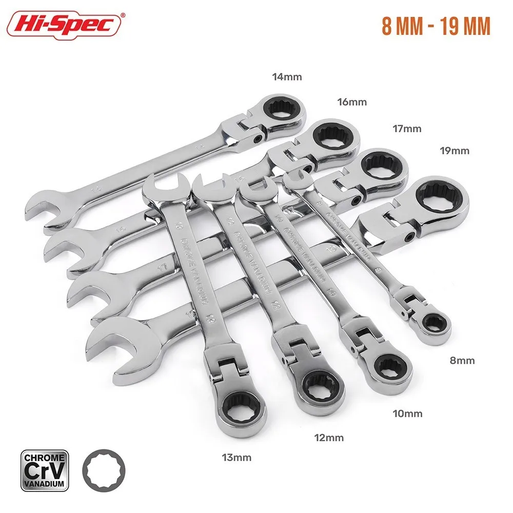 8pc 8 -19mm Hi-Spec 6 8 12 pc набор ключей набор инструментов ключи с трещеткой динамометрический ключ ключ трещотка трещетка для головок ключи гаечные ключи с трещеткой гаечный ключ гаечные ключей Шестерня - Цвет: 8pc 8 -19mm