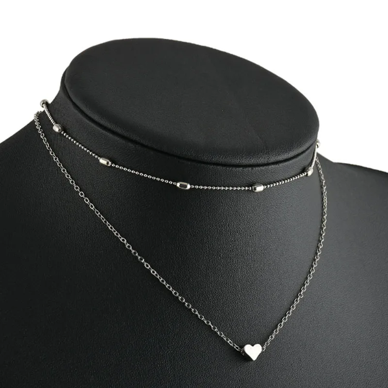 

Gold Silver Color Multilayer Dainty Tiny Heart Shaped Pendant Necklaces For Women Fashion Jewelry Choker Necklace Collares