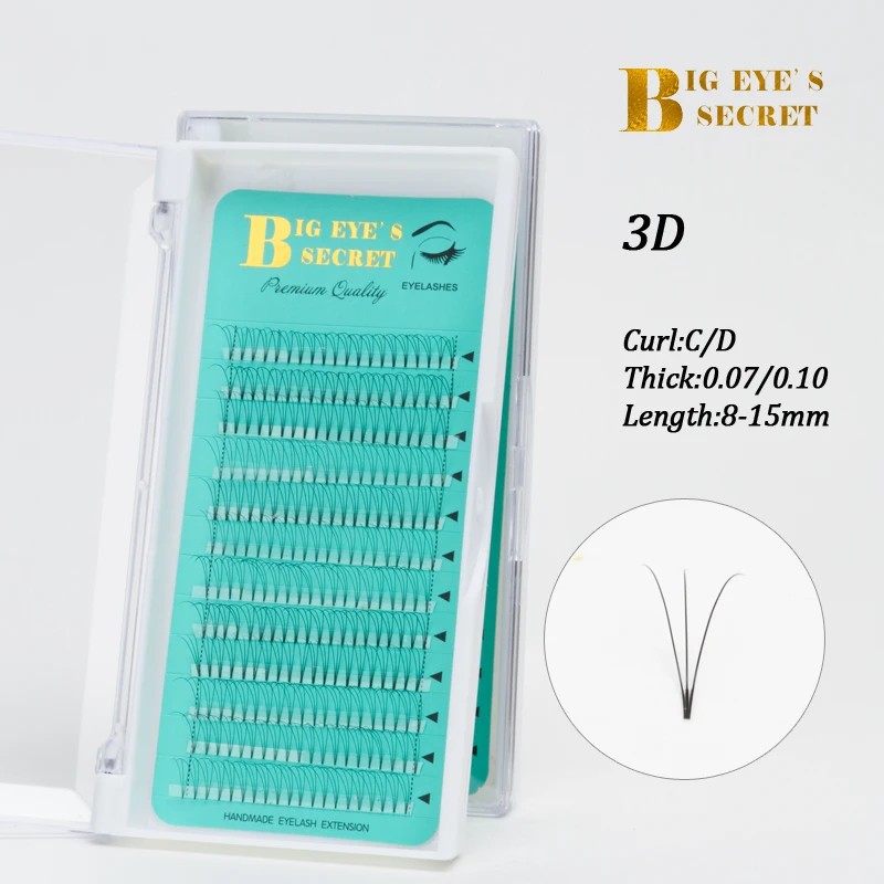 

Big eye's secret Short Stem 3D Premade Fans Volume Lashes Extension Professional Cils Volume Eyelashes Russian Volume Lashes