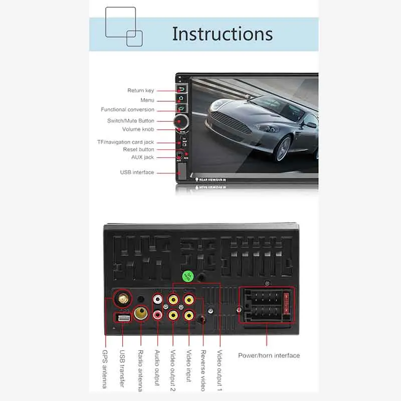 Android 7&quot Touch Screen Car MP5 Player Audio Stereo FM Radio Bluetooth Handsfree Call GPS Navigation Multimedia MP3 | Автомобили и