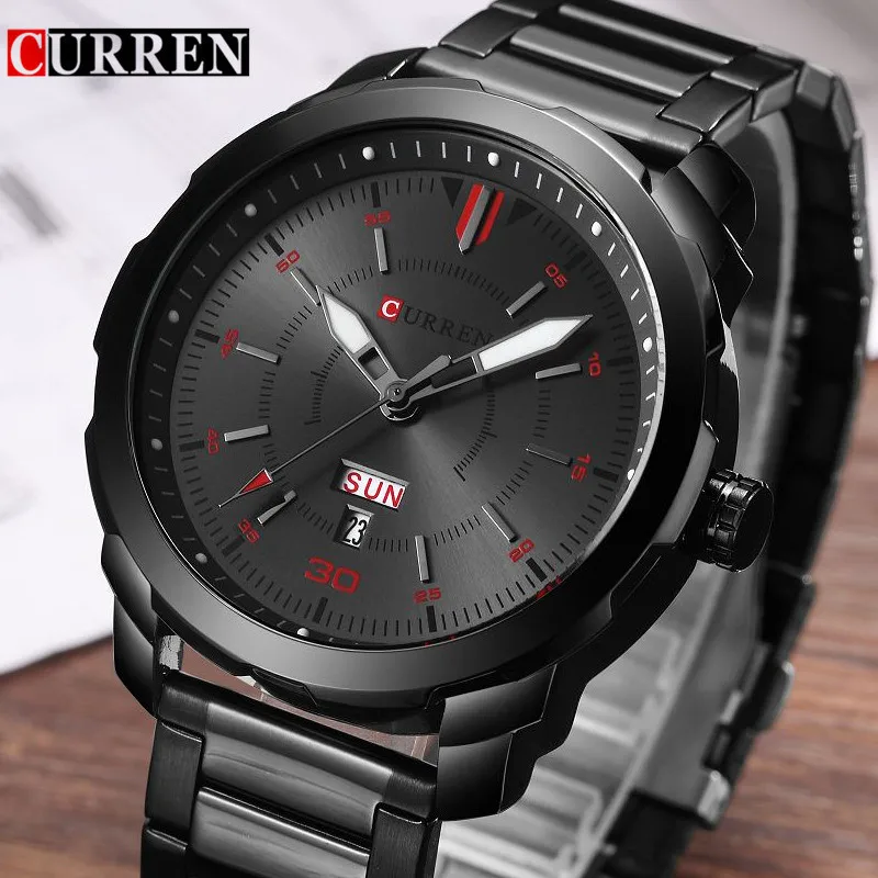 Curren 8266 Мужские кварцевые часы мужские брендовые роскошные черные