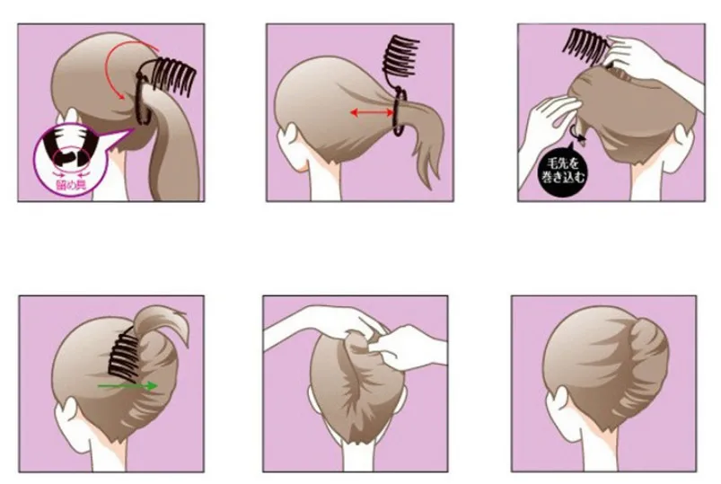 Черная пластиковая расческа для волос Updo Bun набор инструментов завивки держатель