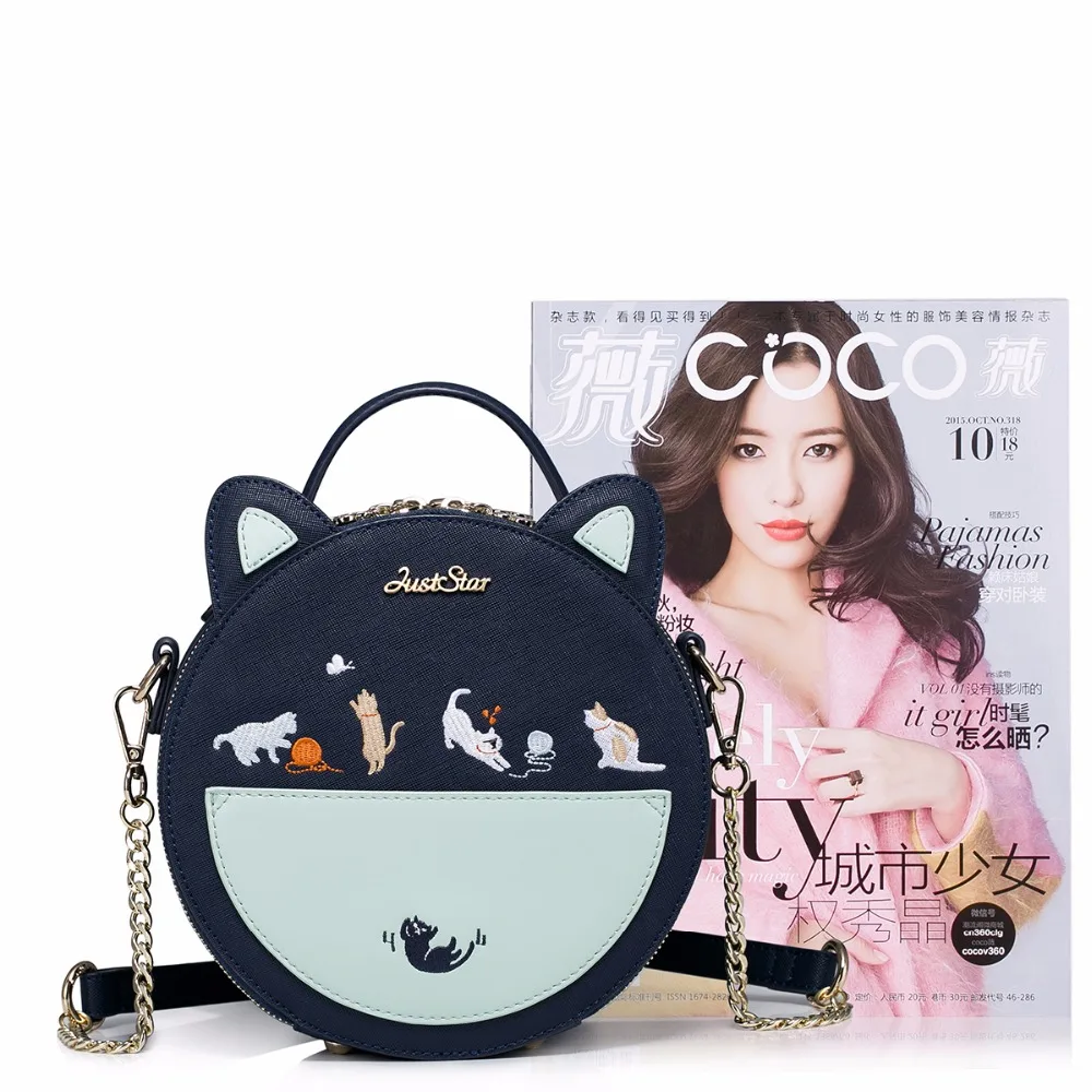 Новинка фирменный дизайн вышивка в виде кошек цепи искусственная кожа для женщин