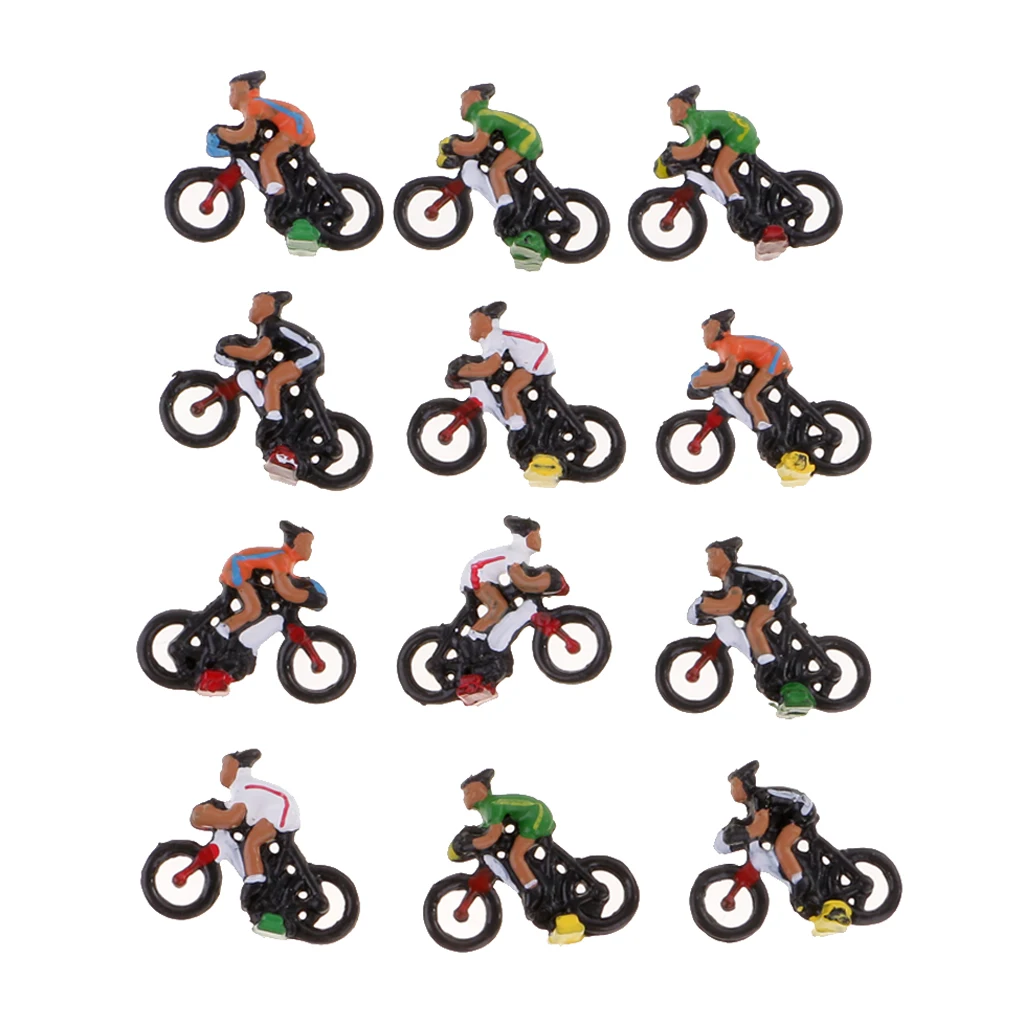

Pack of 12 Miniature Plastic 2cm 1:87 HO Model Cyclist Rider DIY Diorama Landscape Scenery Layout Parts