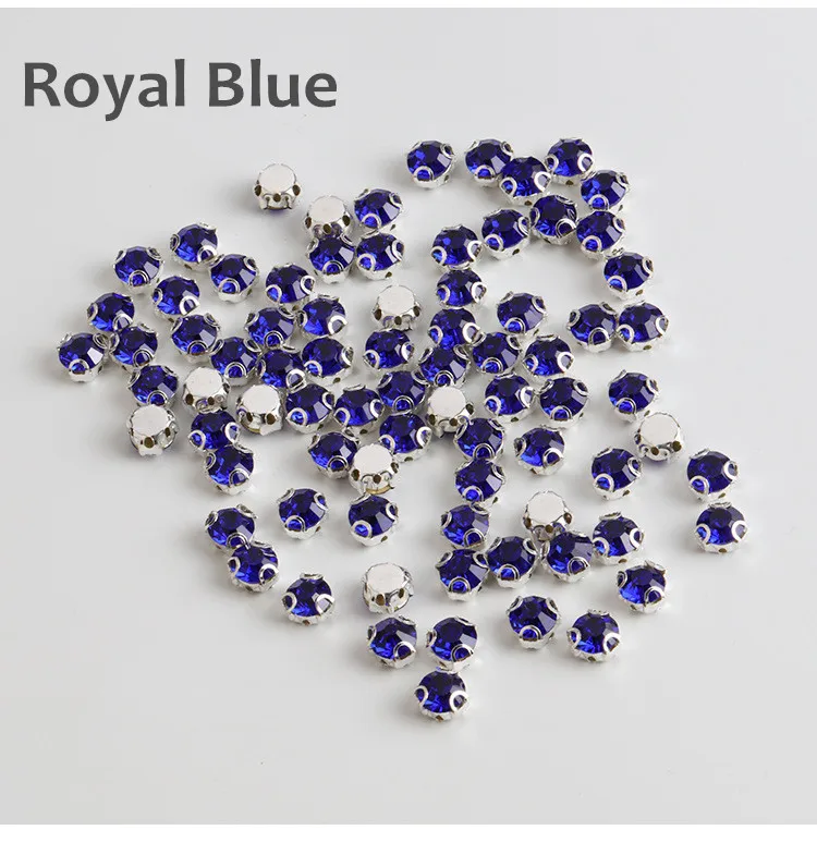 Royal Blue 3D Красочные 4 мм ss16 AAA стекло серебряная основа Стразы прозрачный кристалл AB коготь Стразы DIY шитье на свадебное платье аксессуары - Цвет: Royal Blue