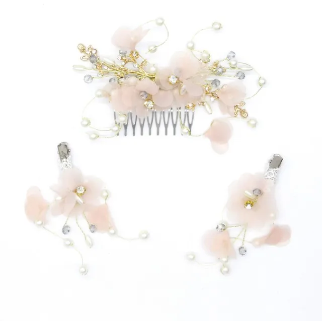 Розовые и белые цветочные украшения для волос жемчужные аксессуары
