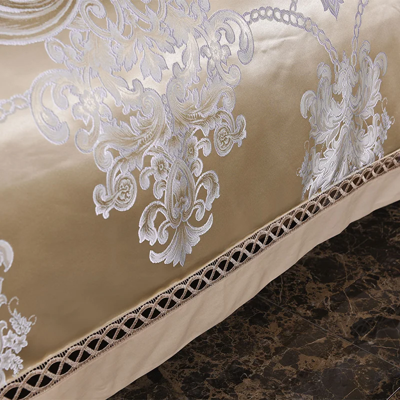Home Textile Jacquard Silk Cotton Duvet cover Bed sheet Pillowcases Queen King Size 4Pcs Hollow out Satin Bedding set Luxury | Дом и сад