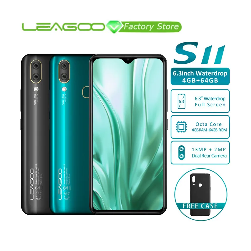 Android 9,0 LEAGOO S11 смартфон 6," в виде капли воды, полный Экран 8MP+ 13MP 4 Гб+ 64 Гб Octa Core глобальные диапазоны Lte Dual Core 4G, мобильный телефон с функцией