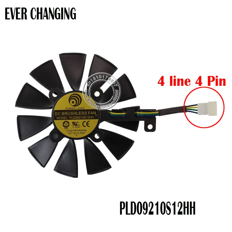 87 мм Everflow T129215SU DC 12 V 0.50AMP 4Pin 4 провода Охлаждающий вентилятор для ASUS GTX980Ti R9 390X390 GTX1070 Графика плата, вентиляторы
