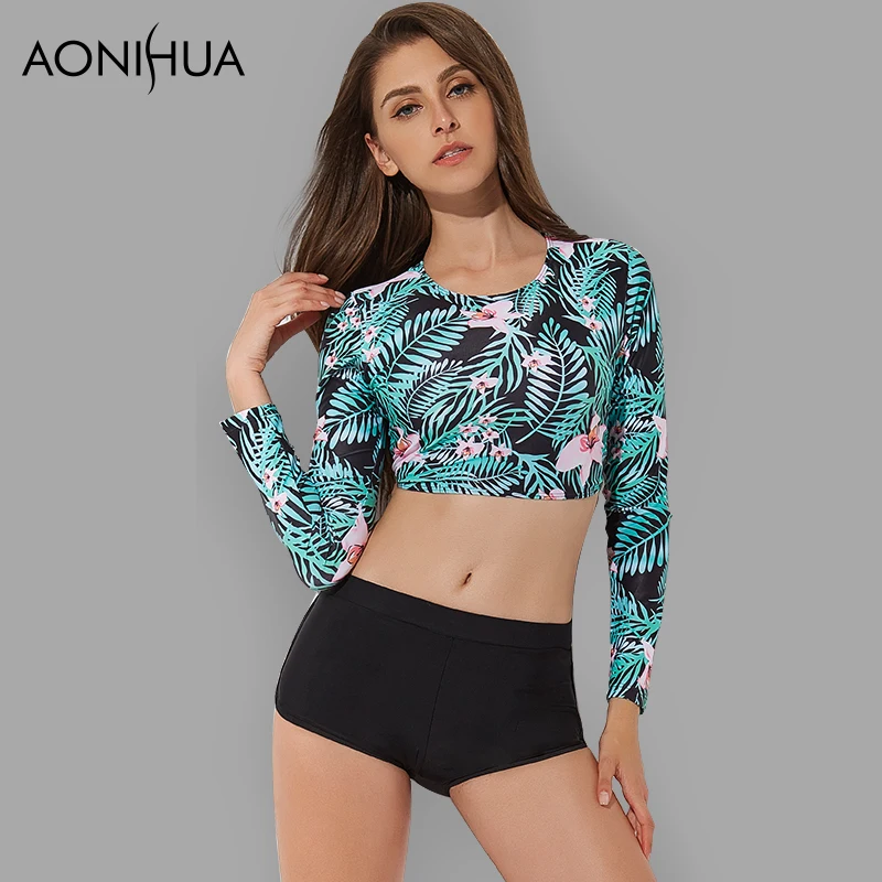 Купальный костюм AONIHUA из двух предметов женская одежда для плавания с длинным