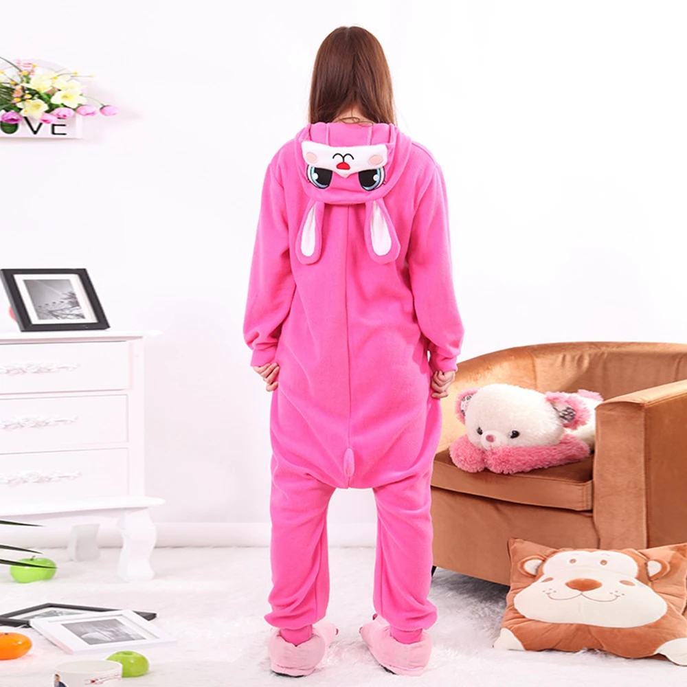 Women Adults Animal Rose Red lapin Lovely Rabbit Footed Pajamas Onesie Cosplay Pyjamas animal onesies for teenagers |