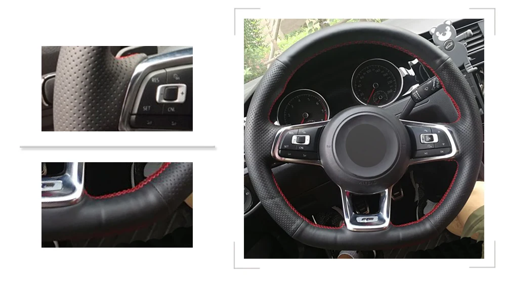 Черный PU Искусственная Кожа DIY автомобиля Руль Обложка для Volkswagen VW Golf 7 GTI гольф R MK7 VW Polo GT Scirocco