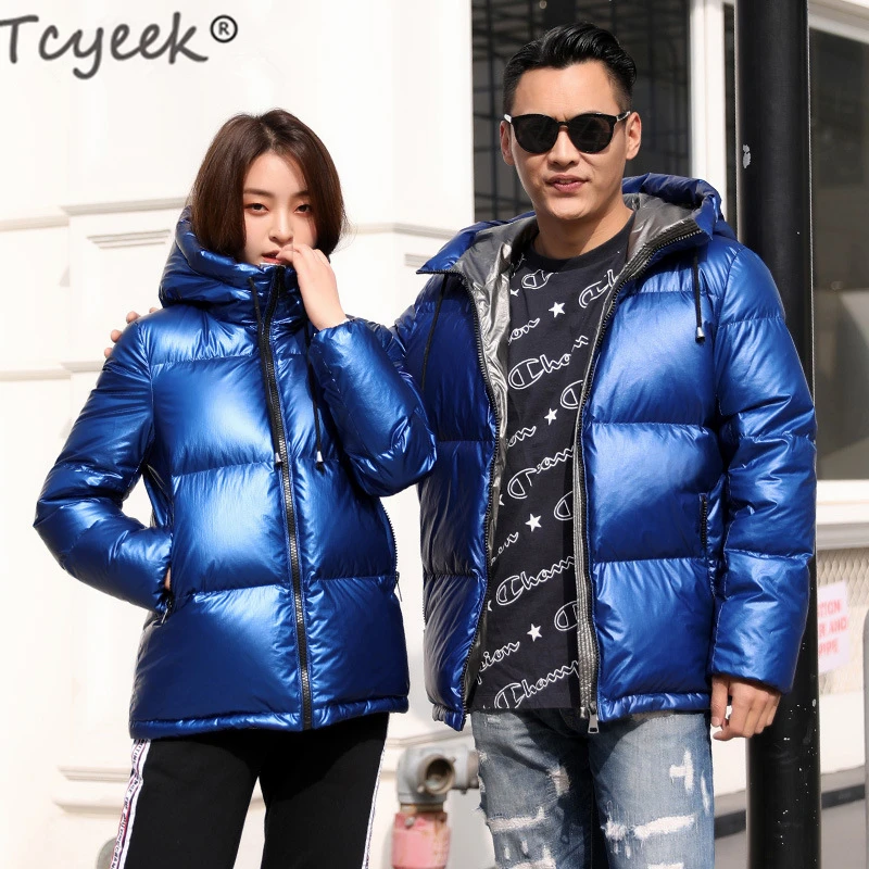 

Tcyeek clothes Winter Coat Men Women's Jacket Hiver Fashion Short Goose Down Jacket Woman Hooded Fashion Winter Clothes K8890