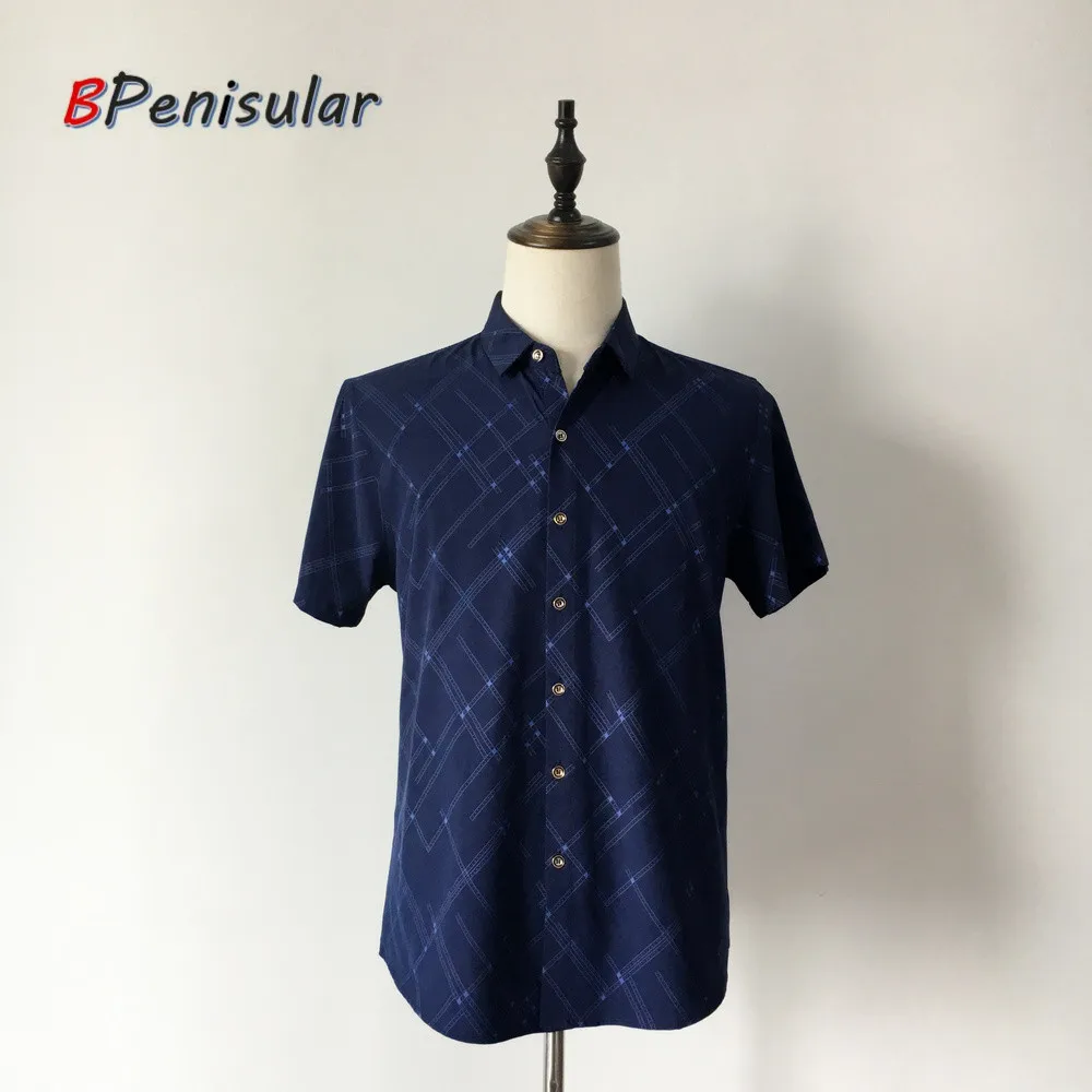 

navy blue shirts men 2018 summer dark blue blouses men short sleeve casual shirt for men businessmen stripe dot night sky style