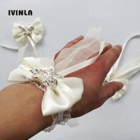 10pcslot wedding wrist flowers bridesmaid de marriage crystal corsages wrist flowers