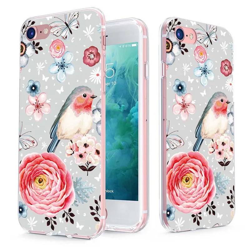 MLCRIYG мягкий телефон чехол для iPhone 6 S Plus 7 8 X TPU цветной цветок пиццы Бабочка узор Fundas