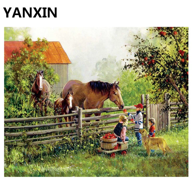Картины YANXIN сделай сам для рисования по номерам масляная краска настенные