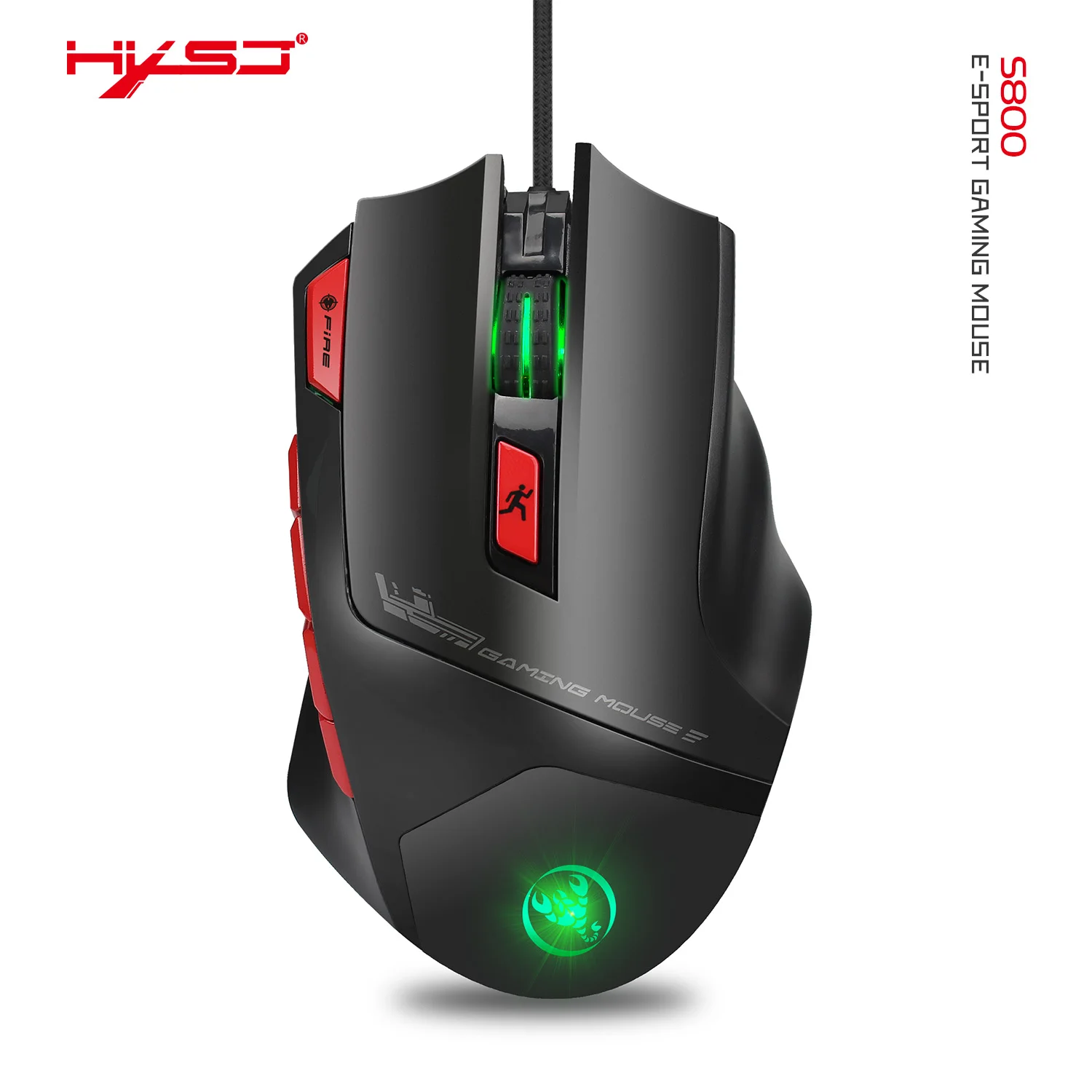HXSJ S800 Проводная USB 6000 DPI оптическая игровая мышь 9 программируемых кнопок