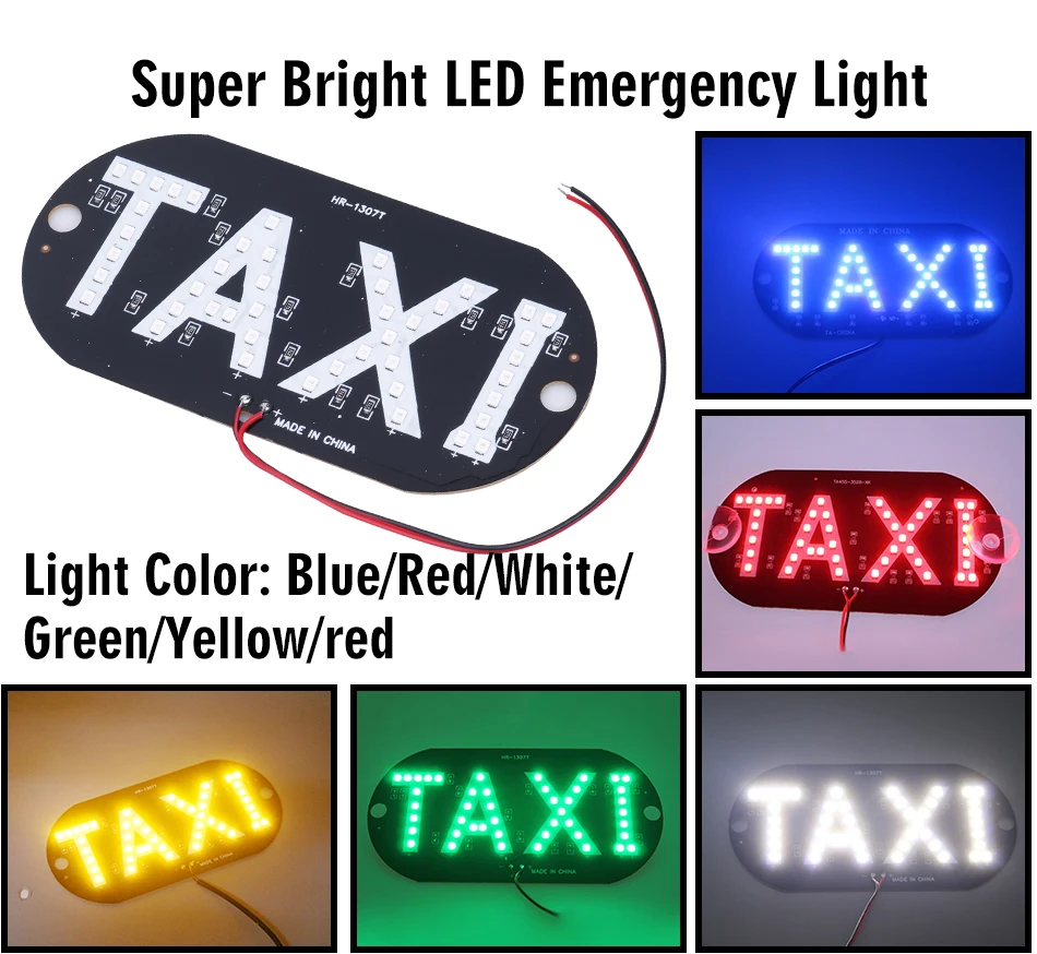 1Pcs 12V LED Taxi Display Signal Indicator Lights Cab Top Sign Windshield LED lamps for cars For KIA/Lada/Renault/Ford/Toyota