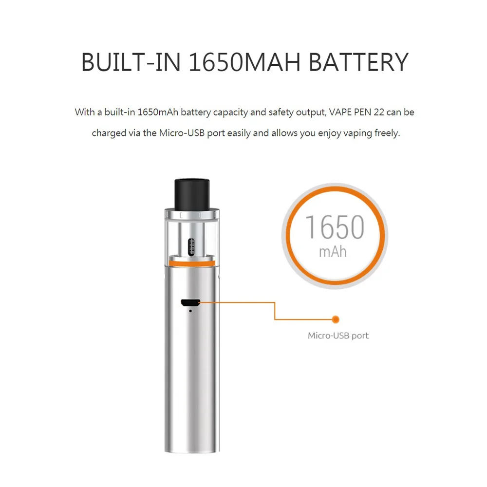 Электронных сигарет SMOK Vape ручка 22 комплект с 5 шт 0.3ohm vape катушки встроенный 1650 мА/ч
