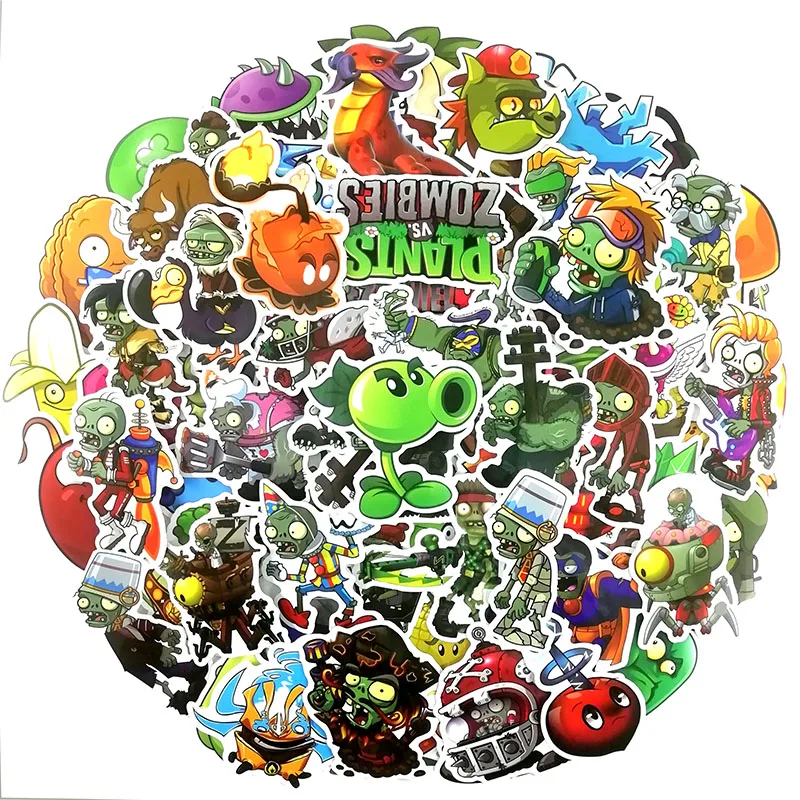 100 шт./компл. с изображением героев «Plants Vs Zombies мультфильм Стикеры s для ноутбука ТВ холодильник велосипедные шлемы ПВХ Водонепроницаемый наклейка игрушка Стикеры для детей