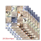 6 шт.лот, плоская плитка с цветочным узором, настенные наклейки на талию, для кухни, ванной, раковины, плитки, виниловые напольные диагональные наклейки на стену
