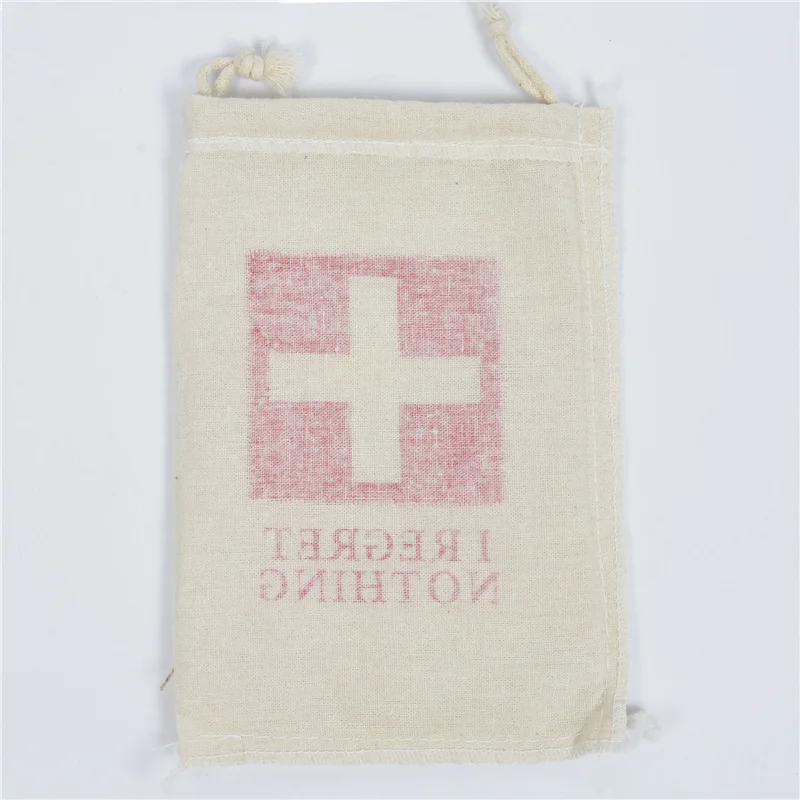 

50pcs/lot Red Cross Hangover Kit Cotton Bag For Wedding Festival Party Favors Candy Soap Packaging Sack Pouch Drawstring Bags